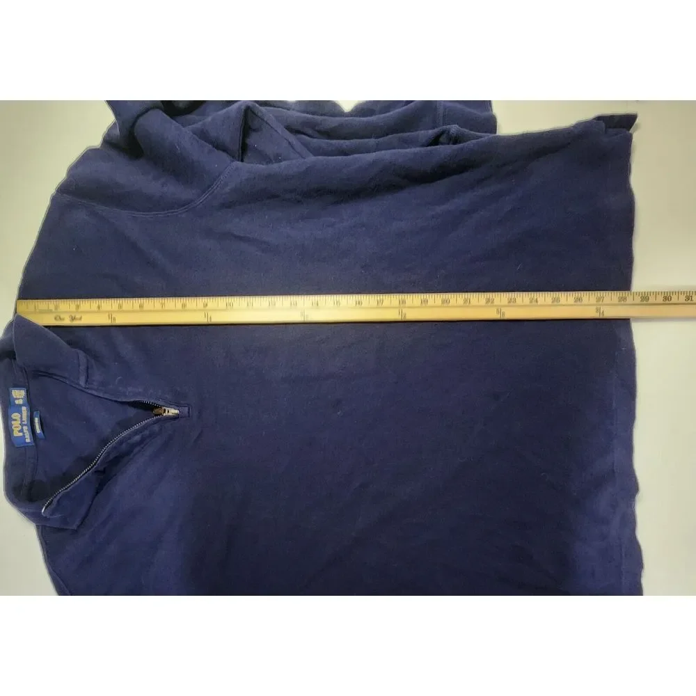 Polo Ralph Lauren Mens Size XL Estate Rib Blue Long‎ Sleeve 1/4 Zip Pullover